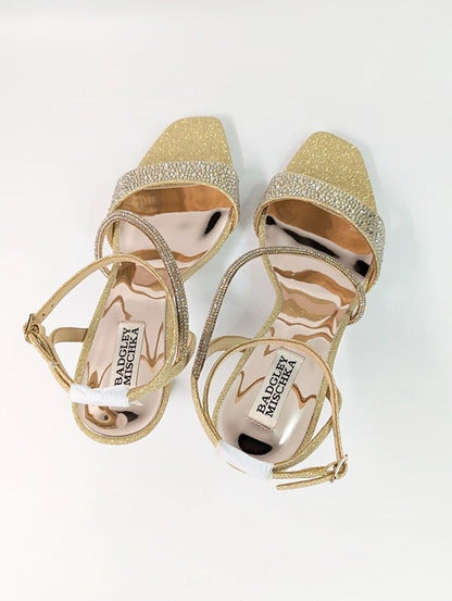 Badgley Mischka Sally Women's Rhinestone Satin Heel Sandals Size 9 (MSRP $235)