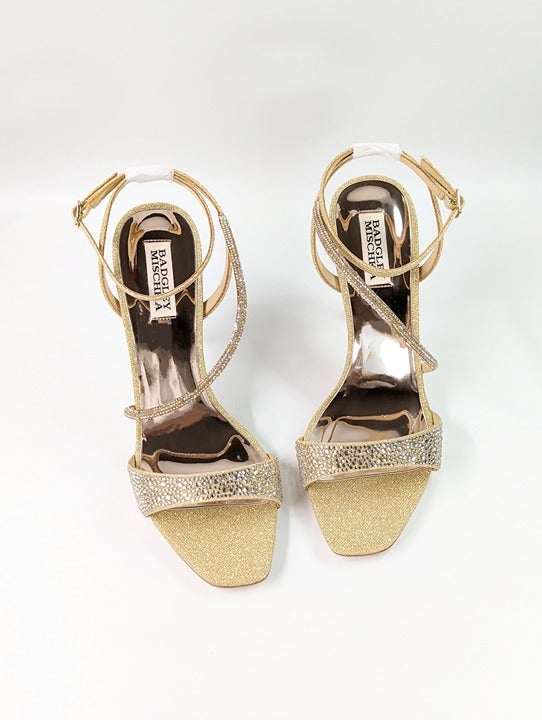 Badgley Mischka Sally Women's Rhinestone Satin Heel Sandals Size 7.5 (MSRP $235)