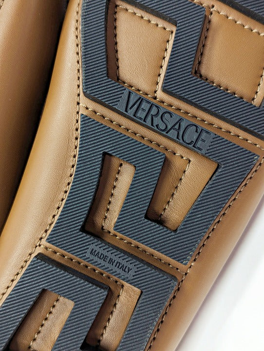 Versace Men's Medusa Biggie Leather Loafer Dark Toffee Size 41 (MSRP $775)