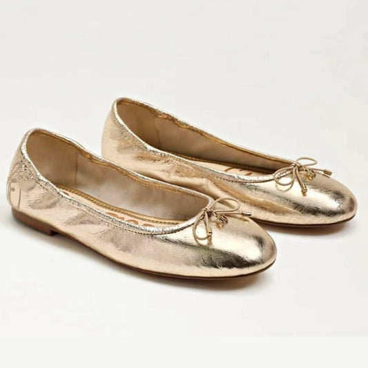 Sam Edelman Women's Felicia Ballet Flats Gold Leaf Metallic Size 7.5 (MSRP $120)