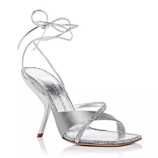 Ferragamo Women's Allegra Embellished High Heel Sandals Size 8 (MSRP $1,450)