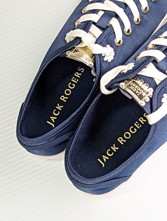 Jack Rogers Women's Lia Navy Satin Lace-up Fashion Sneakers Size 9 (MSRP $98)