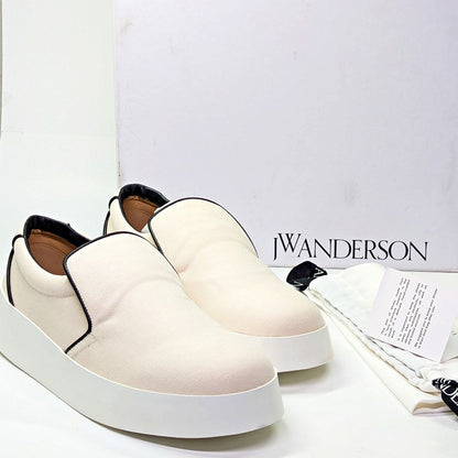 JW Anderson Men's Slip-Ons Natural Canvas Sneakers Size 44 (MSRP $595)
