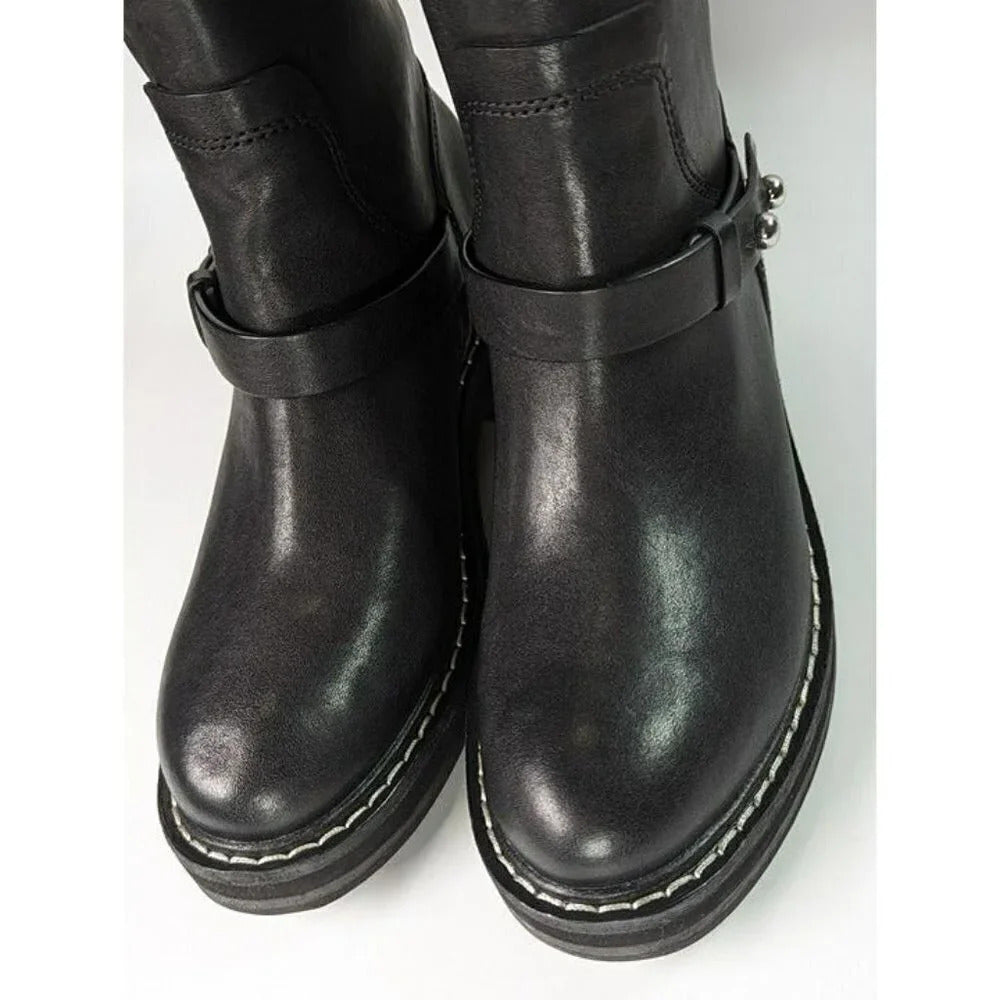 Rag & Bone Women's RB Moto Studded Pull On Boots Black Size 9 (MSRP $595)