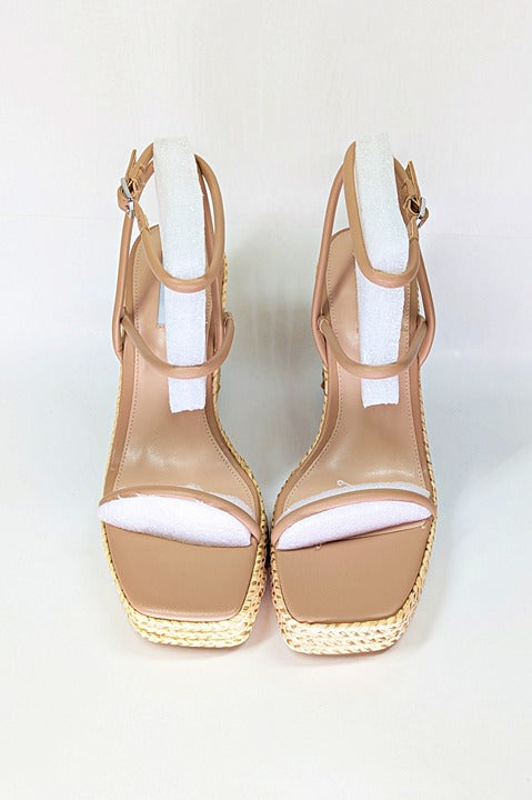 Steve Madden Women's Unify Platform Wedge Sandals Natural Size 10 (MSRP $109)