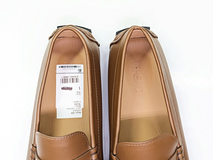 Versace Men's Medusa Biggie Leather Loafer Dark Toffee Size 42 (MSRP $775)