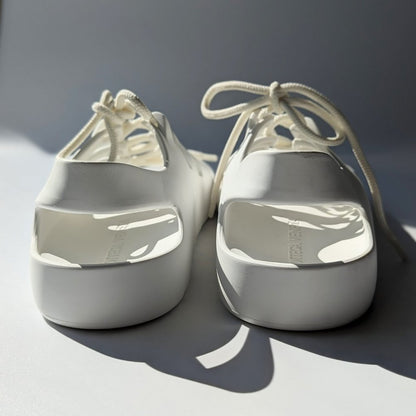 Bottega Veneta Women's White Jelly Lace Up Sandals Size 37 (MSRP $490)