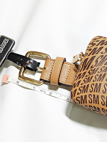 Steve Madden Women's Warped Logo-Print Faux Leather Belt Bag Size L (MSRP $54)