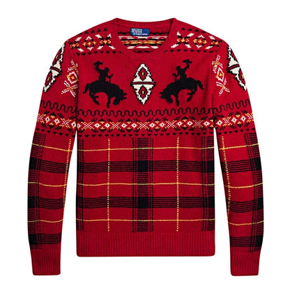 Polo Ralph Lauren Men's Red Western-Inspired Fair Isle Sweater Size XL MSRP $498