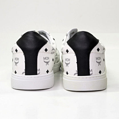 MCM Men's Terrain Derby Visetos Logo White Leather Sneaker Size 46 (MSRP $450)