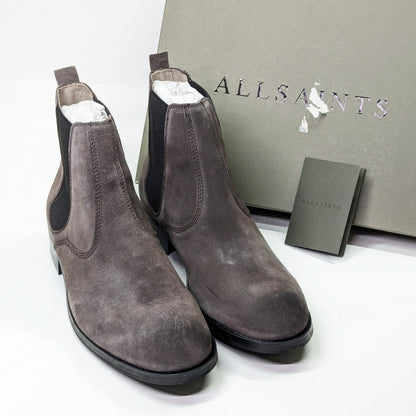 Allsaints Men's Gus Pull On Chelsea Boots Grey Suede Size 13 (MSRP $349)