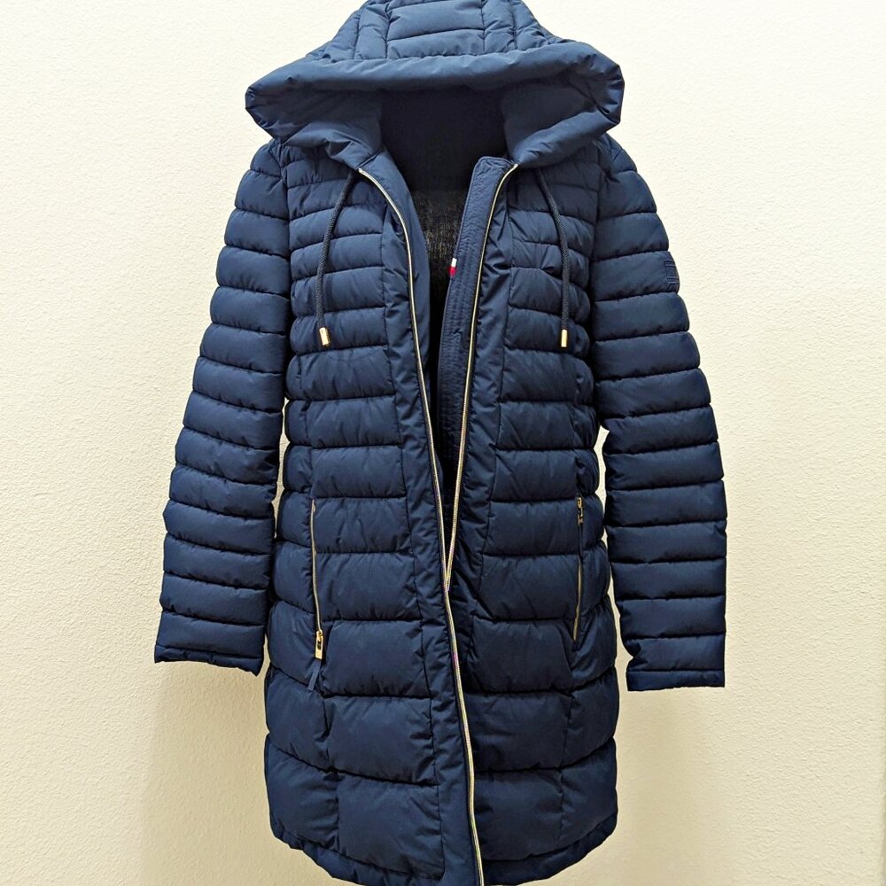 Tommy Hilfiger Women's Hooded Packable Puffer Navy Coat Size XL (MSRP $180)