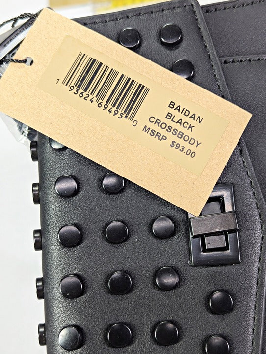 Steve Madden Baidan Battery Stud Flap Crossbody in Black (MSRP $93)