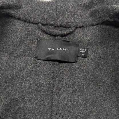 Tahari Women's Faux-Leather-Trim Removable Belted Wrap Coat Size L (MSRP $380)