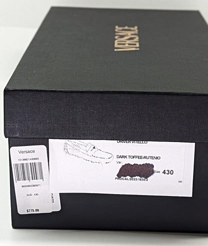 Versace Men's Medusa Coin Biggie Leather Slip On Penny Drivers Size 43 MSRP $775