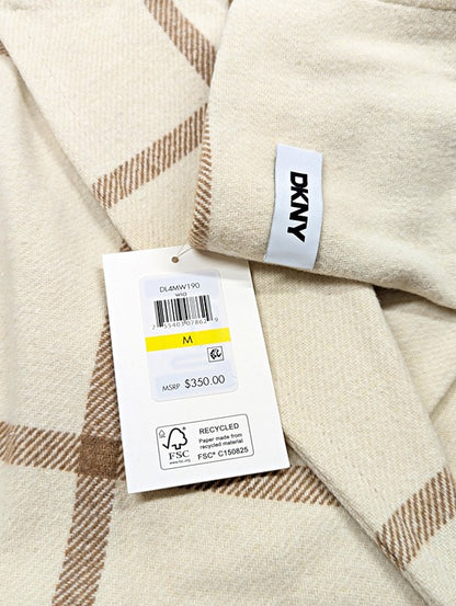 DKNY Women's Plaid Maxi Belted Notch Collar Coat Size M (MSRP $350)