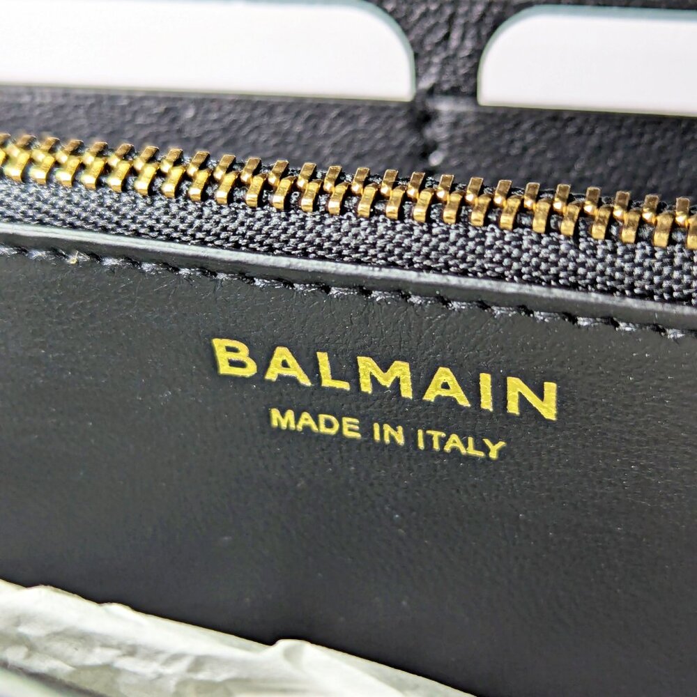 Balmain B-Buzz Snakeskin-Embossed Leather Gold Chain Clutch Wallet (MSRP $1,095)