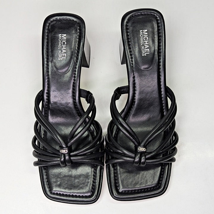 Michael Kors Women's Astra Black Leather Strappy Sandals Size 8.5 (MSRP $145)