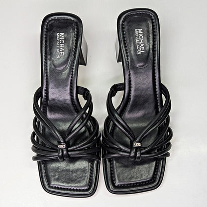 Michael Kors Women's Astra Black Leather Strappy Sandals Size 8.5 (MSRP $145)