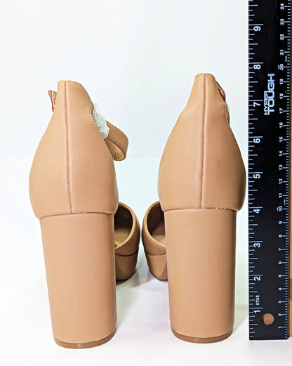 Sun + Stone Women's Birdey Nude Ankle Strap Platform Pumps Size 7.5 (MSRP $80)