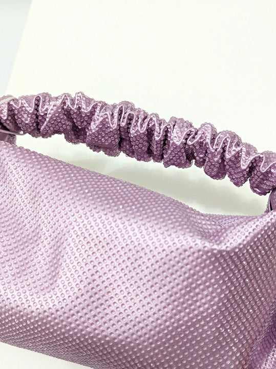Alexander Wang Scrunchie Embellished Mini Satin Clutch Winsome Orchid MSRP $695