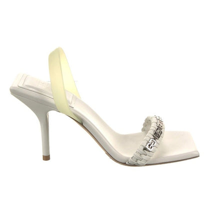 Givenchy Chain Embellished G Woven Ivory Leather Heel Sandals Size 41 MSRP $925