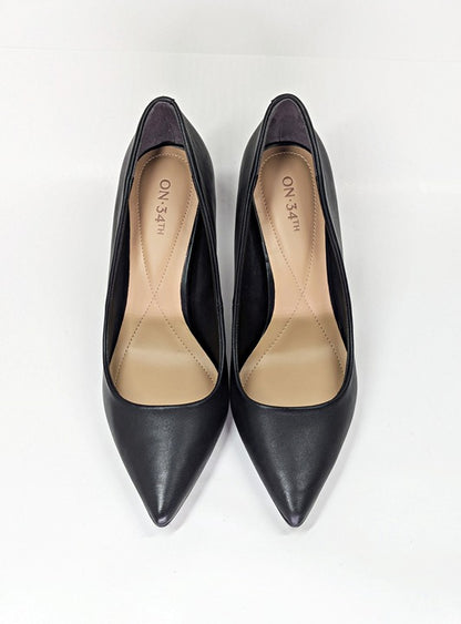 On 34th Women's Jeules Black Leather Pointed-Toe Pumps Size 9.5 (MSRP $80)