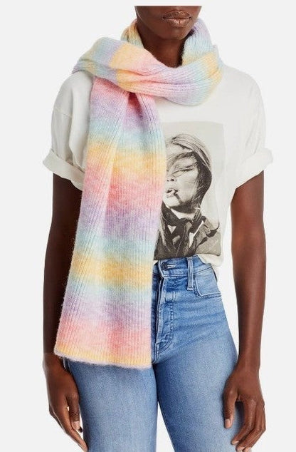 Aqua Women's Milky Rainbow Space Dye Rib Knit Scarf (MSRP $88)