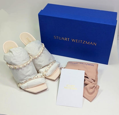 Stuart Weitzman Women's Aleena Pearlita 100 Heel Sandals Size 38.5 MSRP $525