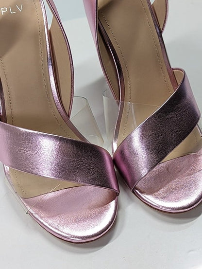 Pour La Victoire Women's Elly Metallic Leather Heel Sandal Size 9.5 M MSRP $245