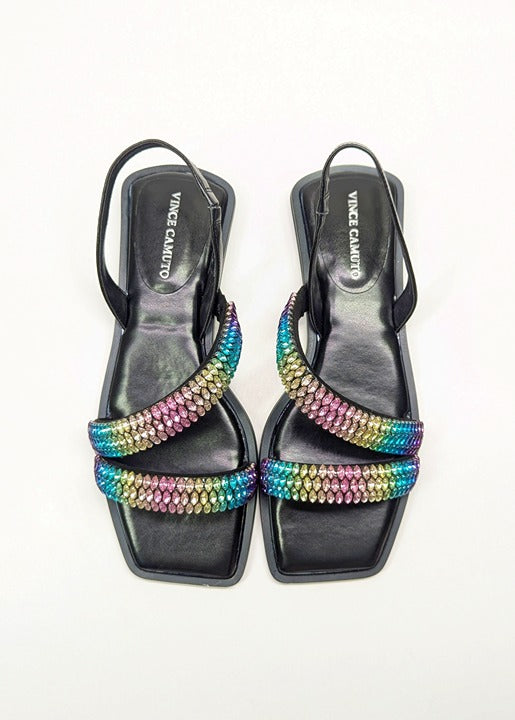 Vince Camuto Women's Prizza Crystal Embellished Sandals Size 7 (MSRP $129)