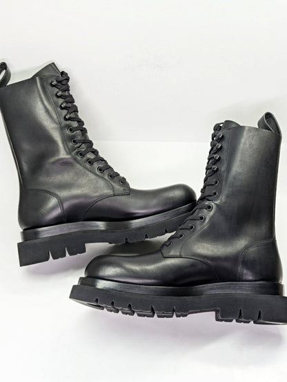 Bottega Veneta Men's Lug Sole Combat Boots in Black Leather Size 41 (MSRP $1450)