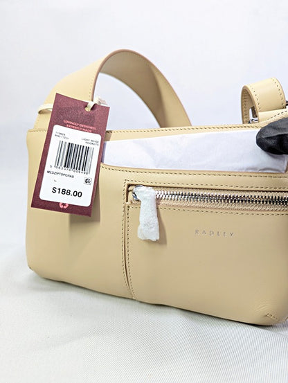 Radley London Pockets Small Leather Crossbody in Light Beige (MSRP $188)