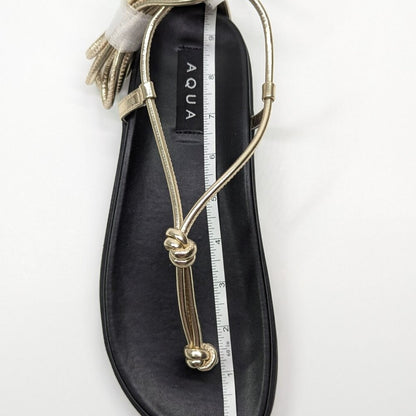 Aqua Muse Women's Strappy Gold Faux Leather Strappy Sandals Size 8 (MSRP $118)