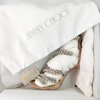 Jimmy Choo Women's Josefine 100 Crystal Heel Sandal Size 36 MSRP $2,195 **READ**