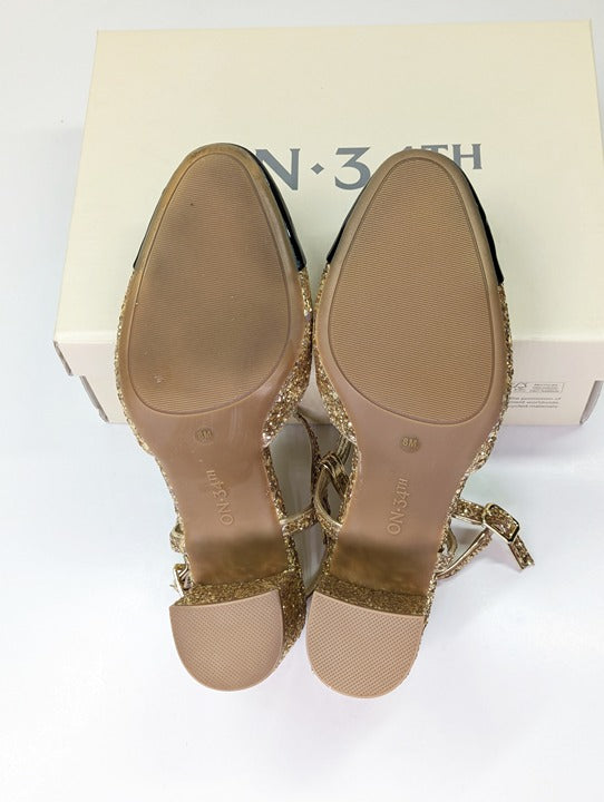 On 34th Women's Dotti Captoe Pumps Gold Glitter / Black Patent Size 8 (MSRP $70)