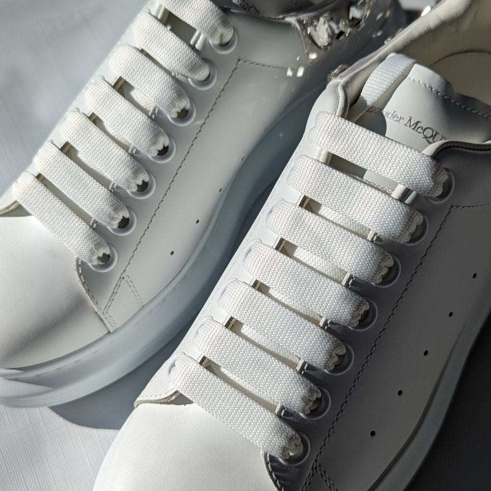 Alexander Mcqueen White Larry Crystal Detail Sneakers Size 40 (MSRP $1,150)