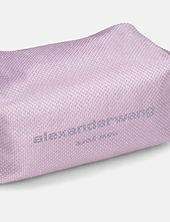 Alexander Wang Scrunchie Embellished Mini Satin Clutch Winsome Orchid MSRP $695