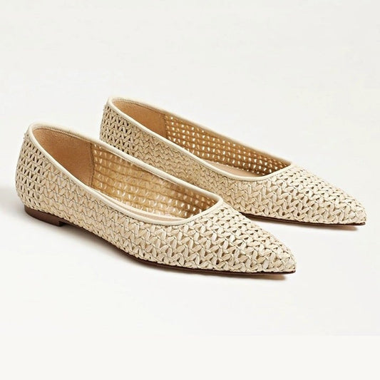 Sam Edelman Women's Wanda Pointed Toe Flats Ivory Raffia Size 8.5 M (MSRP $130)