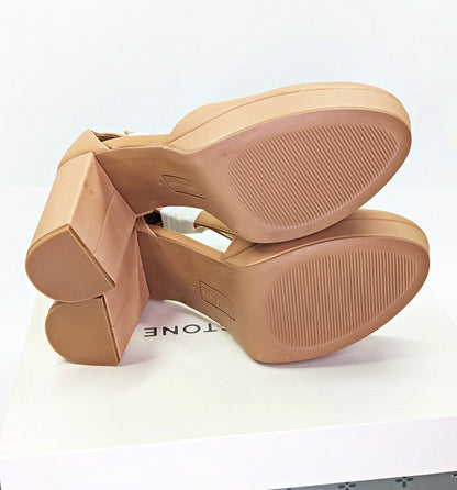 Sun + Stone Women's Birdey Nude Ankle Strap Platform Pumps Size 9 (MSRP $80)