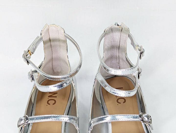 I.N.C. International Concepts Valan Silver Triple Strap Flats Size 7.5 MSRP $80