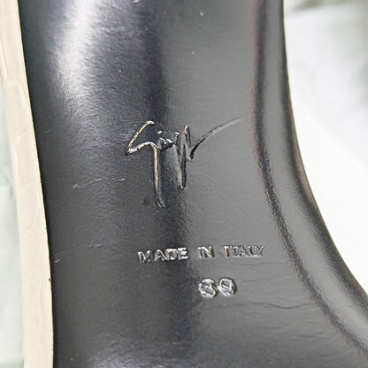 Giuseppe Zanotti Intrigo 90mm Crocodile Beige Mule Sandals Size 39 (MSRP $795)