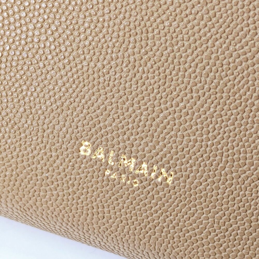 Balmain Emblem Clutch Wallet on Gold Chain in Grained Calfskin (MSRP $950)