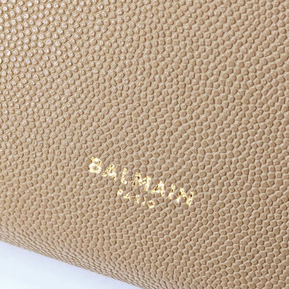 Balmain Emblem Clutch Wallet on Gold Chain in Grained Calfskin (MSRP $950)