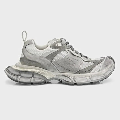 Balenciaga 3XL Distressed Suede & Mesh Sneakers Light Grey Size 37 MSRP $1,130