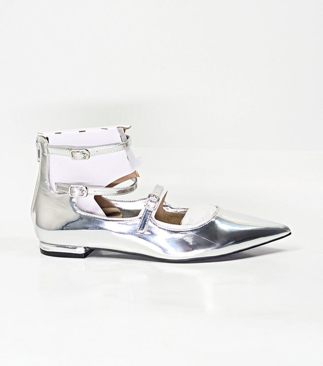 I.N.C. International Concepts Valan Silver Triple Straps Flats Size 8 MSRP $80