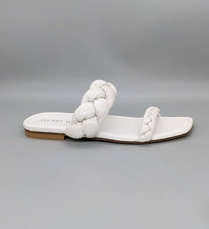 Stuart Weitzman Playa Leather Slip-On Slide Sandals Size 8.5 B (MSRP $395)