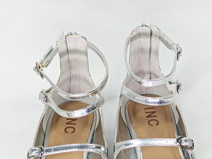 I.N.C. International Concepts Valan Silver Triple Straps Flats Size 8.5 MSRP $80