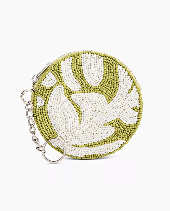 On 34th Hand Beaded Round Coin Purse Green (MSRP $40)