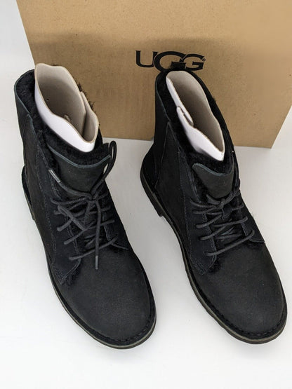 UGG Quincy Faux Shearling Lined Combat Black Boots Size 5.5